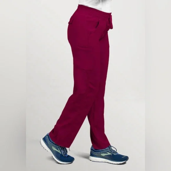 Women’s scrubs, Willow Brook Bella Pull On Cargo Pant, red wine color. Size S - Picture 4 of 6